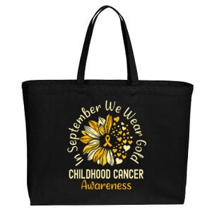 Childhood Cancer Awareness S In September We Wear Gold Cotton Canvas Jumbo Tote