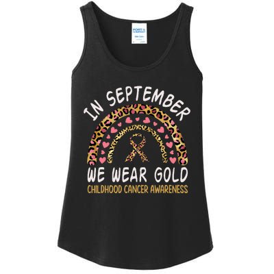 Childhood Cancer Awareness Rainbow In September We Wear Gold Ladies Essential Tank