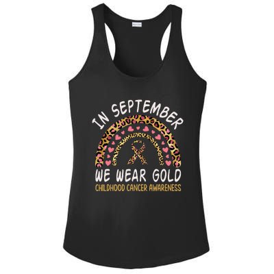 Childhood Cancer Awareness Rainbow In September We Wear Gold Ladies PosiCharge Competitor Racerback Tank