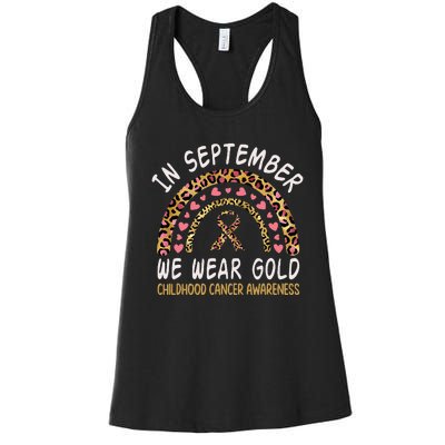 Childhood Cancer Awareness Rainbow In September We Wear Gold Women's Racerback Tank