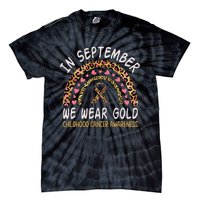 Childhood Cancer Awareness Rainbow In September We Wear Gold Tie-Dye T-Shirt