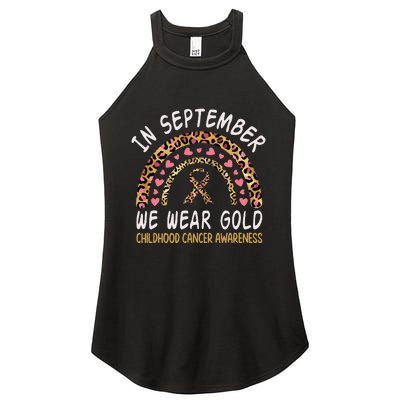 Childhood Cancer Awareness Rainbow In September We Wear Gold Women's Perfect Tri Rocker Tank