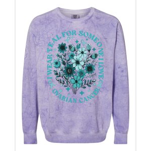 Cervical Cancer Awareness Wildflower I Wear Teal For Cervical Cancer Colorblast Crewneck Sweatshirt