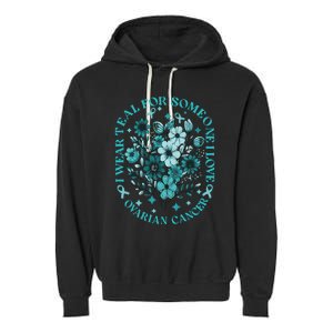 Cervical Cancer Awareness Wildflower I Wear Teal For Cervical Cancer Garment-Dyed Fleece Hoodie