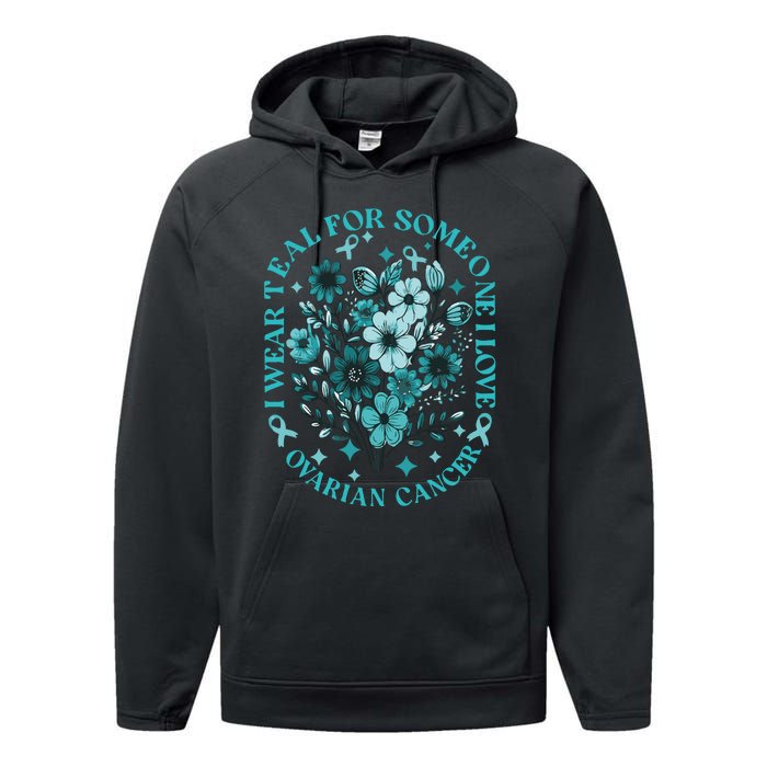 Cervical Cancer Awareness Wildflower I Wear Teal For Cervical Cancer Performance Fleece Hoodie