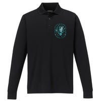 Cervical Cancer Awareness Wildflower I Wear Teal For Cervical Cancer Performance Long Sleeve Polo