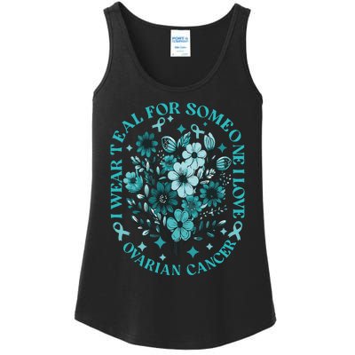 Cervical Cancer Awareness Wildflower I Wear Teal For Cervical Cancer Ladies Essential Tank