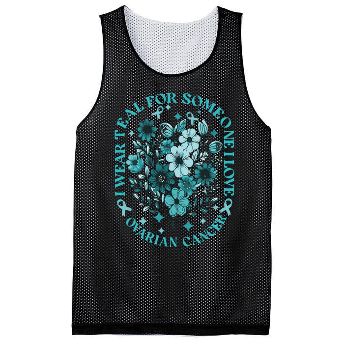 Cervical Cancer Awareness Wildflower I Wear Teal For Cervical Cancer Mesh Reversible Basketball Jersey Tank