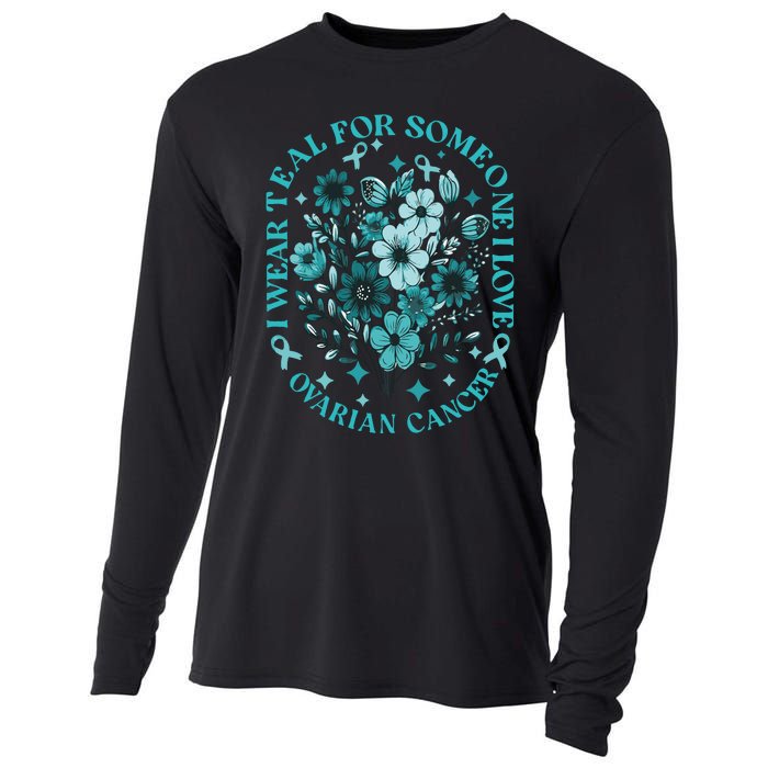 Cervical Cancer Awareness Wildflower I Wear Teal For Cervical Cancer Cooling Performance Long Sleeve Crew