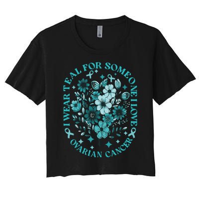 Cervical Cancer Awareness Wildflower I Wear Teal For Cervical Cancer Women's Crop Top Tee