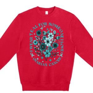 Cervical Cancer Awareness Wildflower I Wear Teal For Cervical Cancer Premium Crewneck Sweatshirt