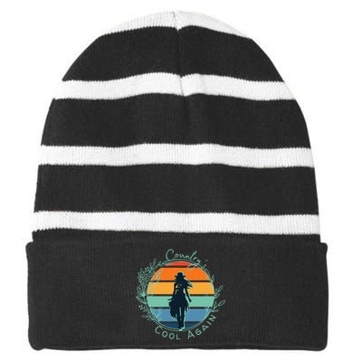 CountryS Cool Again Lainey Vibe Wildflowers And Wild Horses Striped Beanie with Solid Band