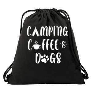 Camping Coffee And Dogs Outdoor Adventure Puppy Lover Drawstring Bag