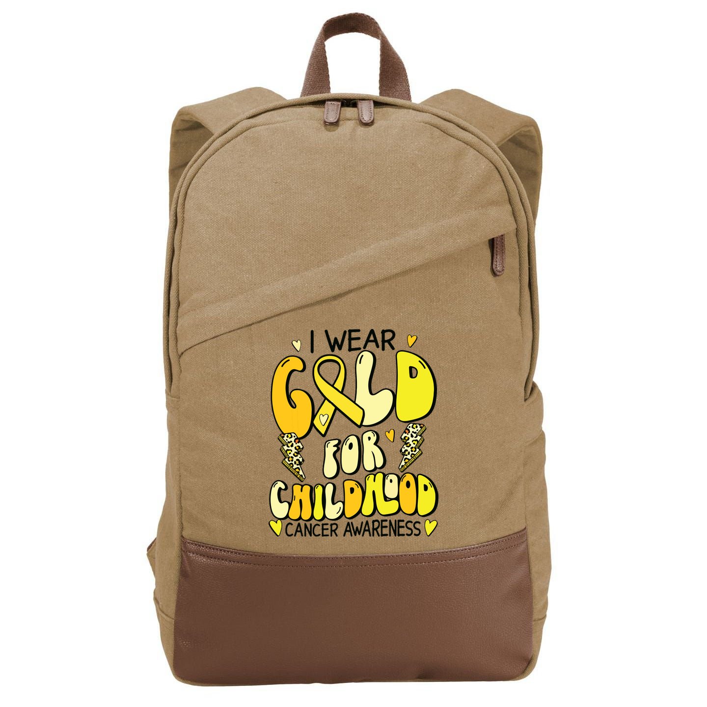 Childhood Cancer Awareness Support Retro Yellow Ribbon Cotton Canvas Backpack