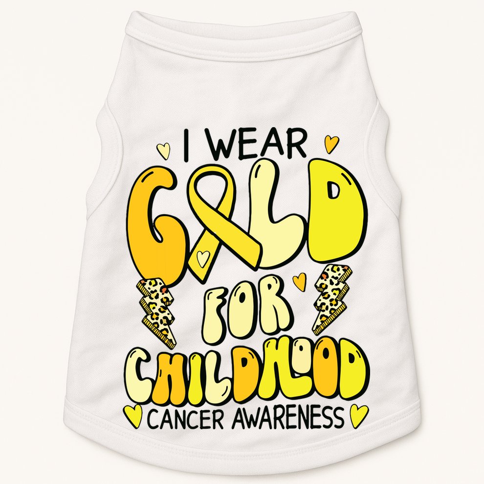 Childhood Cancer Awareness Support Retro Yellow Ribbon Doggie Tank