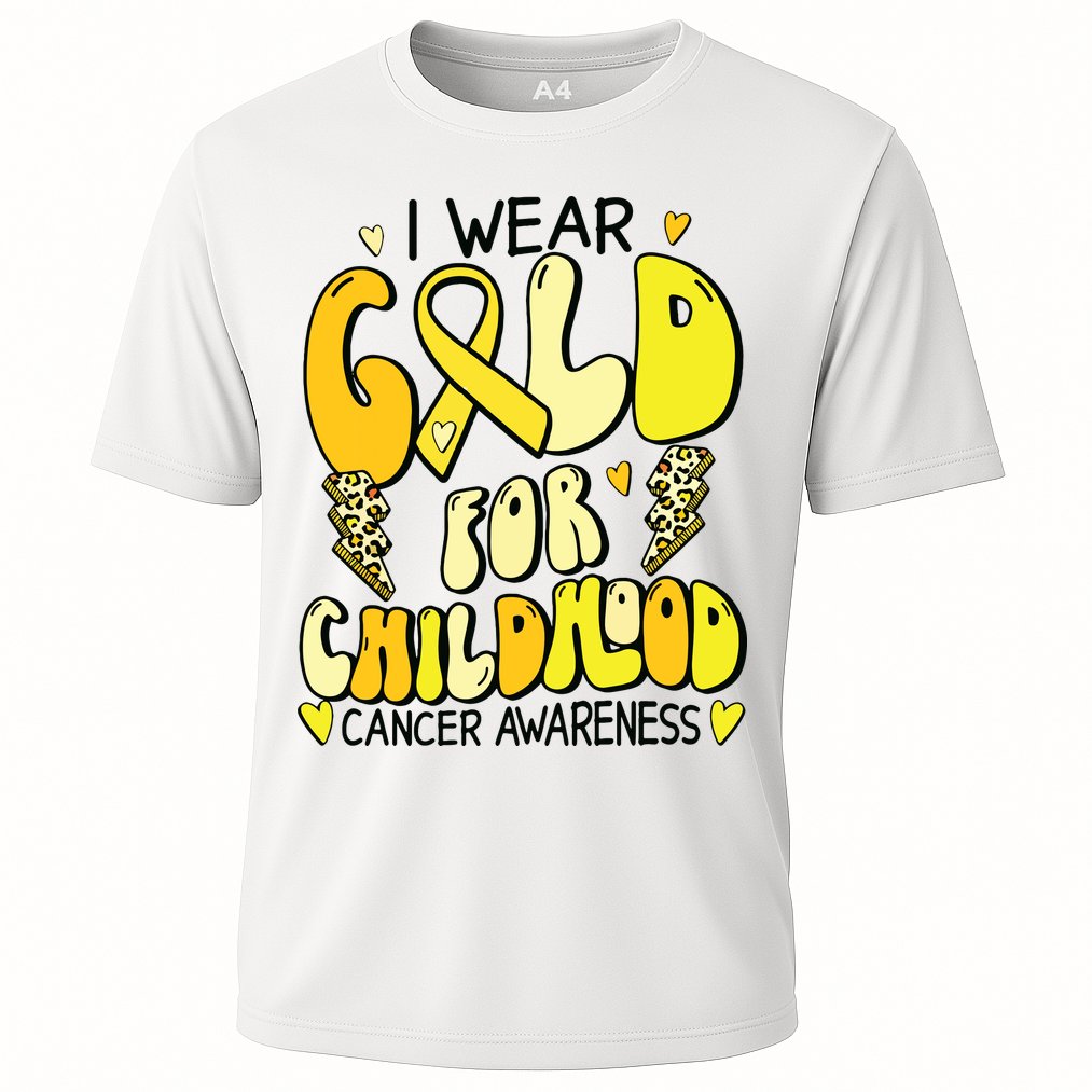 Childhood Cancer Awareness Support Retro Yellow Ribbon Cooling Performance Crew T-Shirt