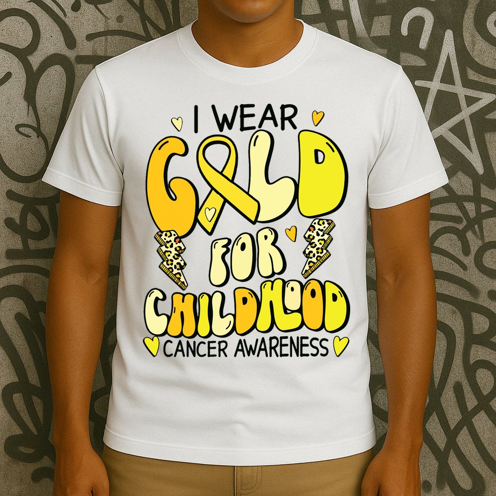 Childhood Cancer Awareness Support Retro Yellow Ribbon T-Shirt