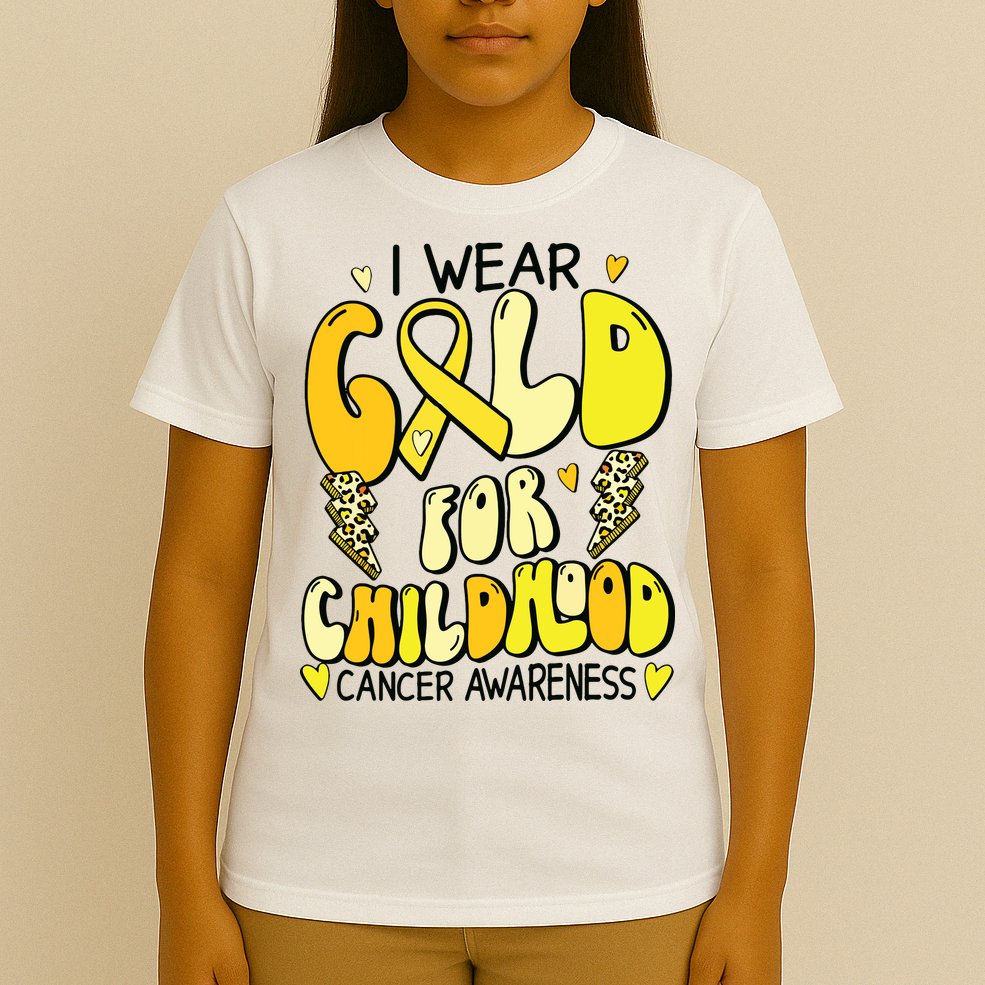 Childhood Cancer Awareness Support Retro Yellow Ribbon T-Shirt