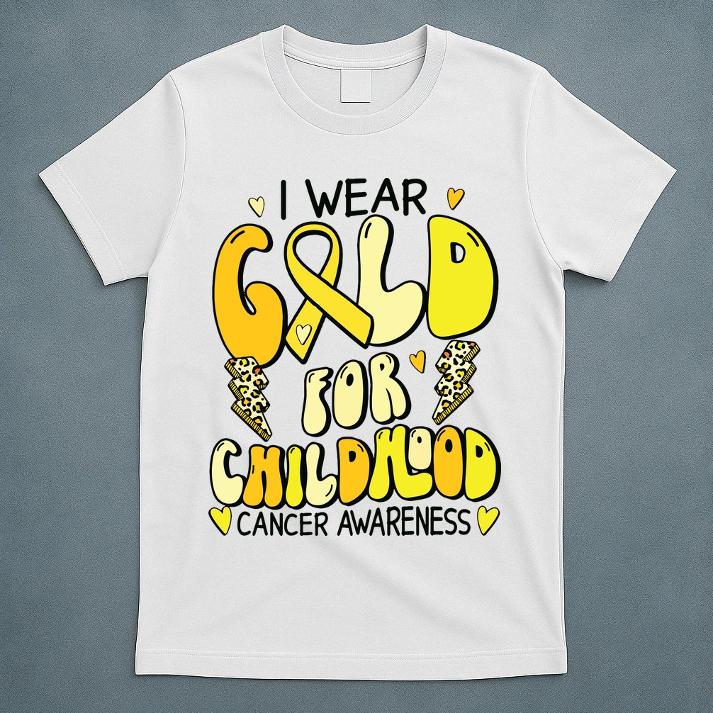 Childhood Cancer Awareness Support Retro Yellow Ribbon T-Shirt