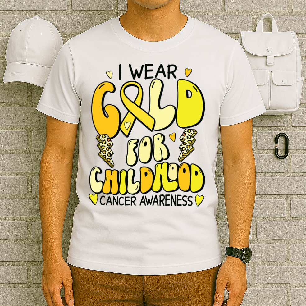 Childhood Cancer Awareness Support Retro Yellow Ribbon T-Shirt