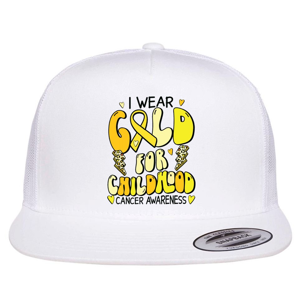 Childhood Cancer Awareness Support Retro Yellow Ribbon Flat Bill Trucker Hat