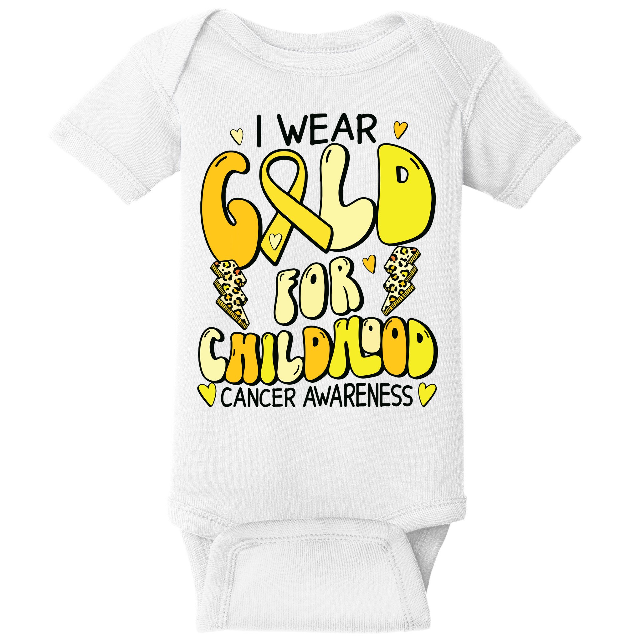 Childhood Cancer Awareness Support Retro Yellow Ribbon Baby Bodysuit