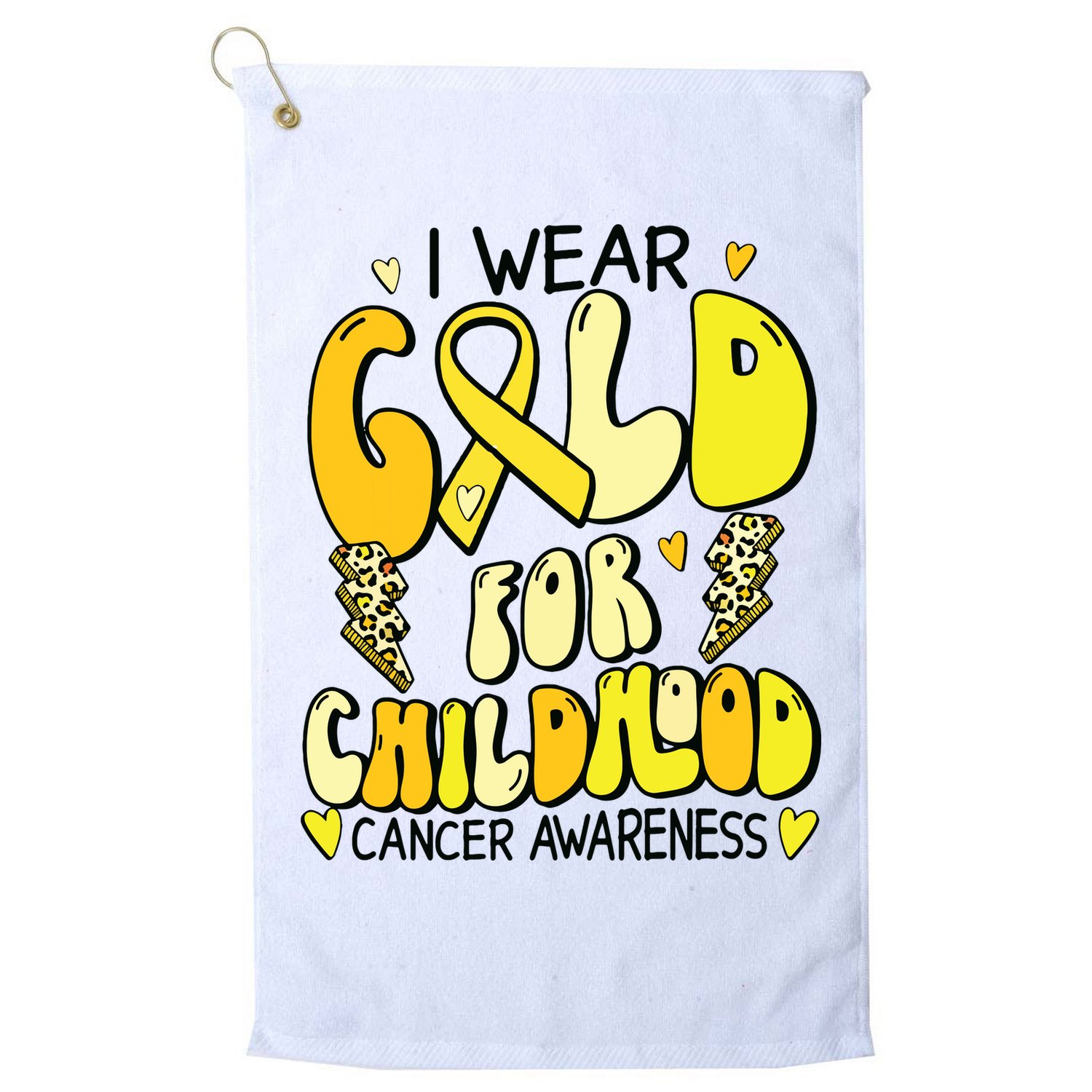 Childhood Cancer Awareness Support Retro Yellow Ribbon Golf Towel