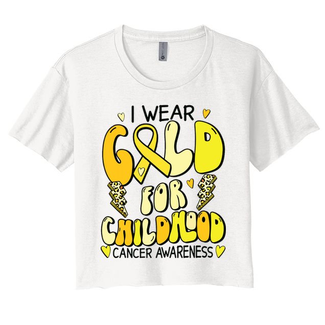 Childhood Cancer Awareness Support Retro Yellow Ribbon Women's Crop Top Tee