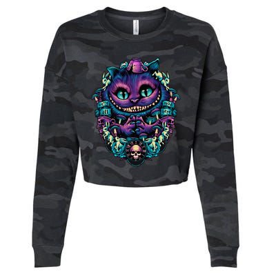 Cheshire Cat Alice In Wonderland Cropped Pullover Crew