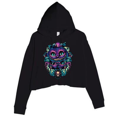 Cheshire Cat Alice In Wonderland Crop Fleece Hoodie