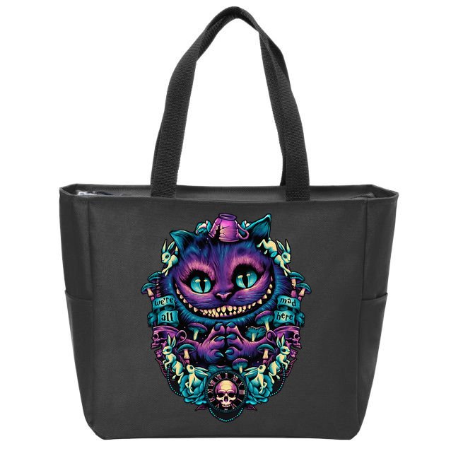 Cheshire Cat Alice In Wonderland Zip Tote Bag