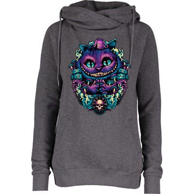 Cheshire Cat Alice In Wonderland Womens Funnel Neck Pullover Hood