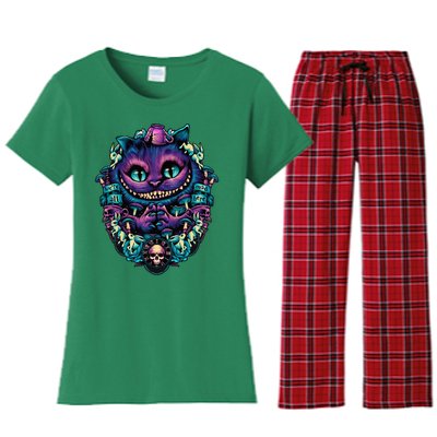 Cheshire Cat Alice In Wonderland Women's Flannel Pajama Set