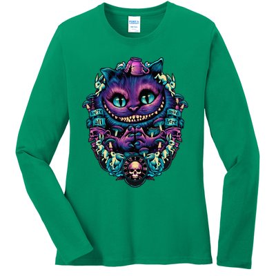 Cheshire Cat Alice In Wonderland Ladies Long Sleeve Shirt