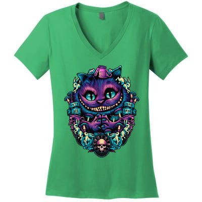 Cheshire Cat Alice In Wonderland Women's V-Neck T-Shirt