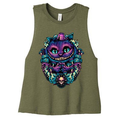 Cheshire Cat Alice In Wonderland Women's Racerback Cropped Tank