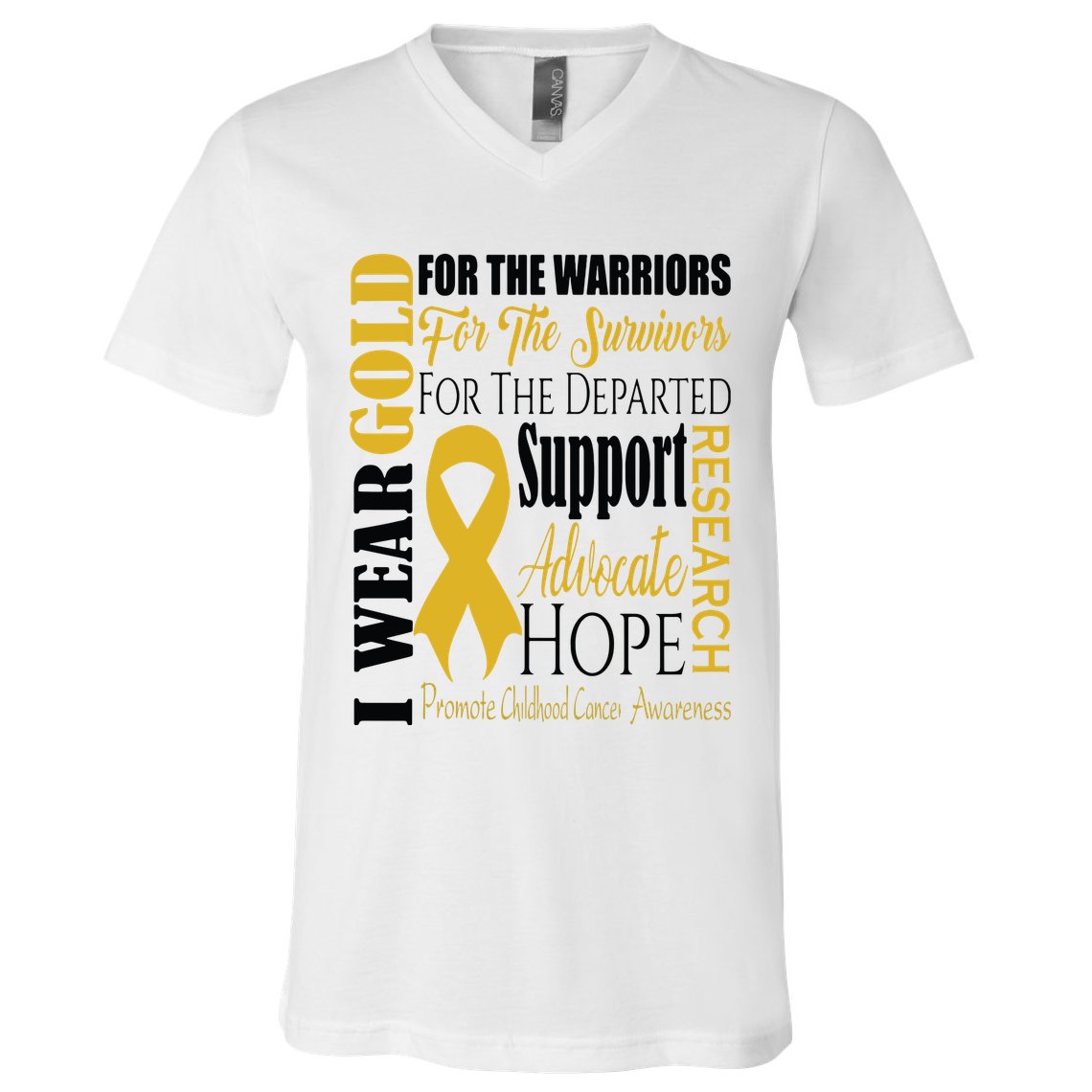 Childhood Cancer Awareness T Gold For A Child Fight V-Neck T-Shirt