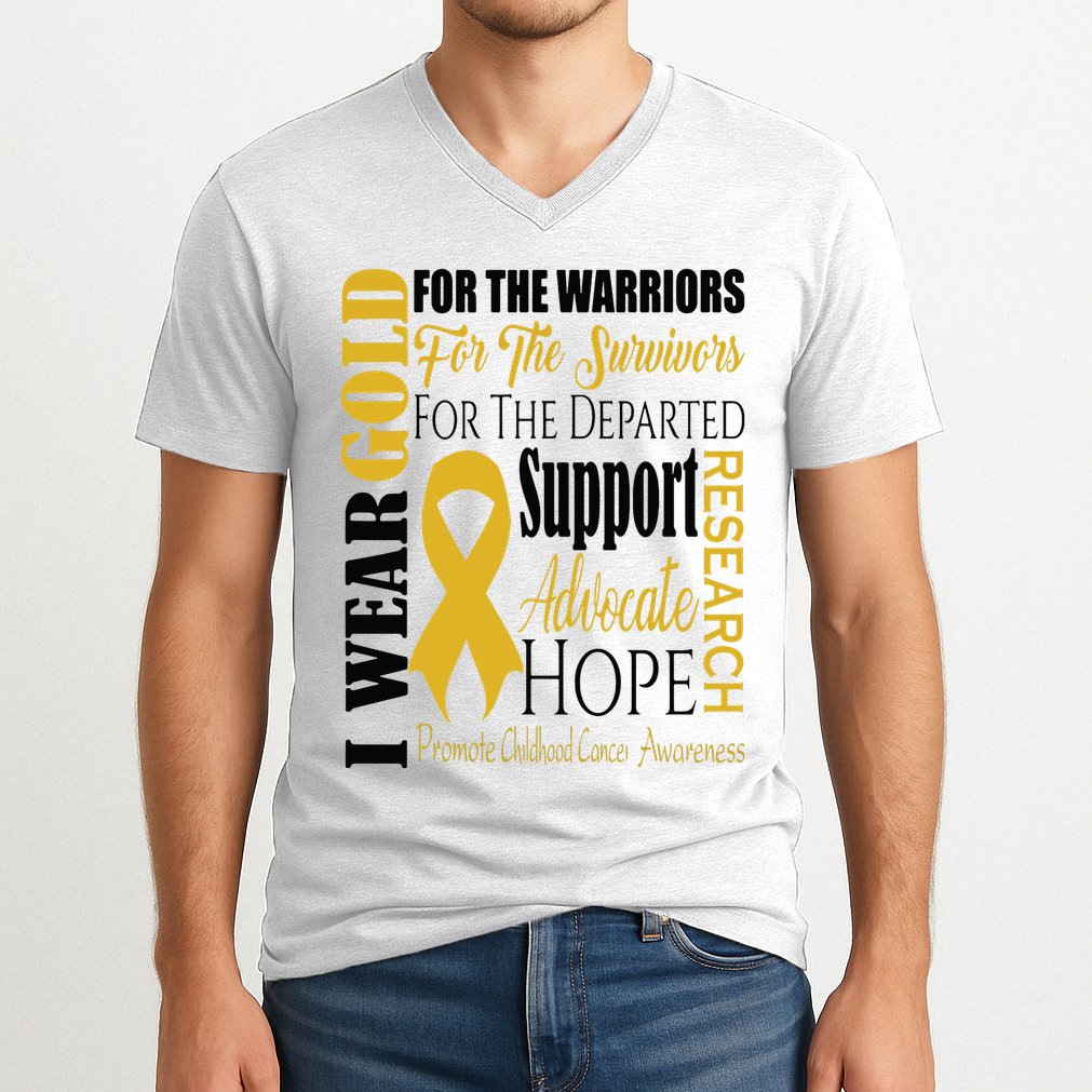 Childhood Cancer Awareness T Gold For A Child Fight V-Neck T-Shirt