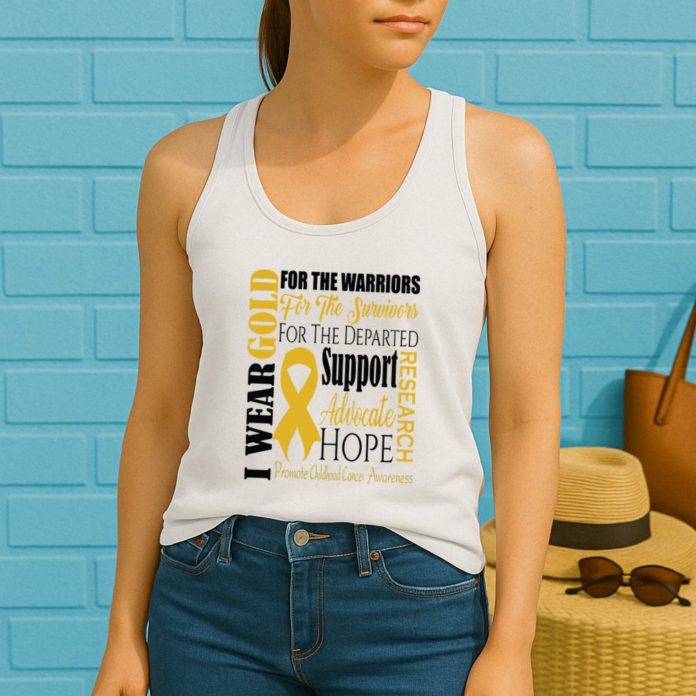 Childhood Cancer Awareness T Gold For A Child Fight Womens Tank Top