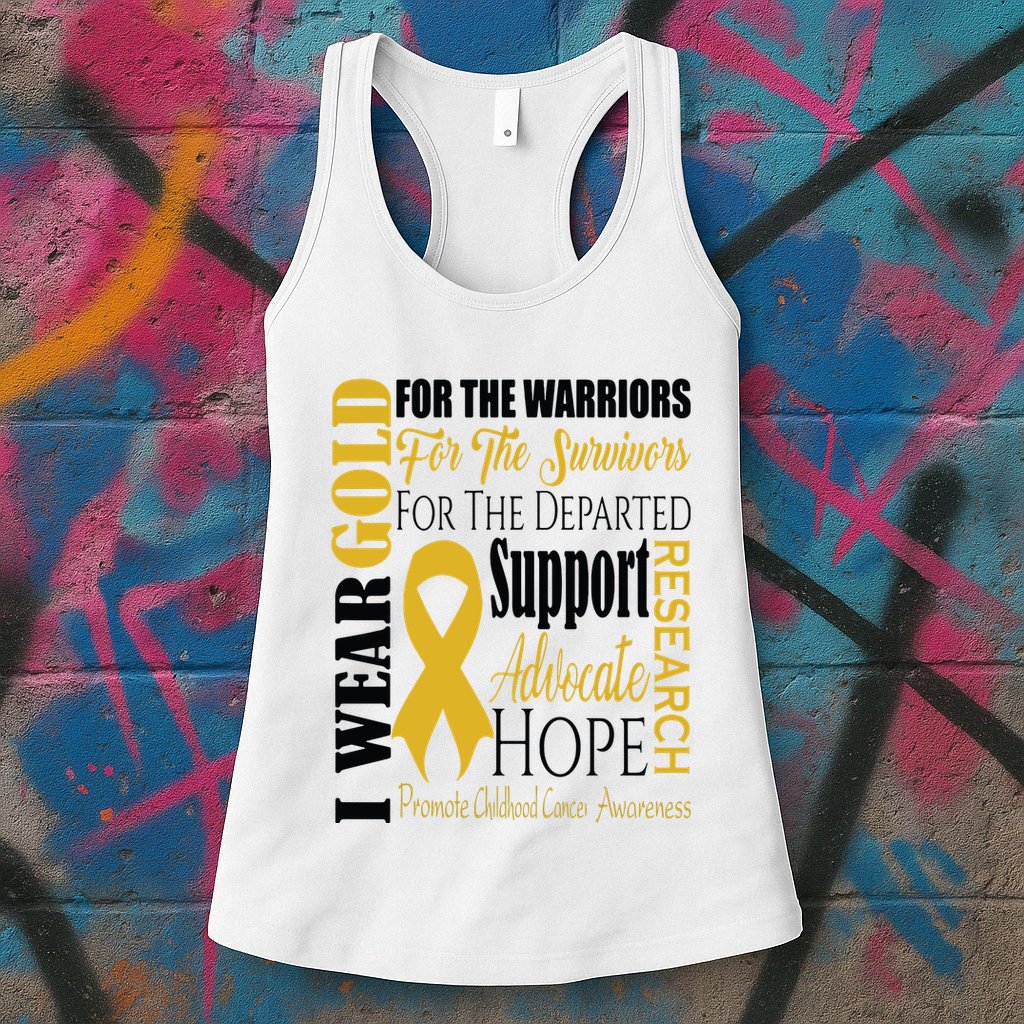 Childhood Cancer Awareness T Gold For A Child Fight Womens Tank Top