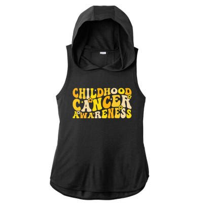 Childhood Cancer Awareness Rainbow Awareness Ribbon Ladies PosiCharge Tri-Blend Wicking Draft Hoodie Tank