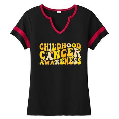 Childhood Cancer Awareness Rainbow Awareness Ribbon Ladies Halftime Notch Neck Tee