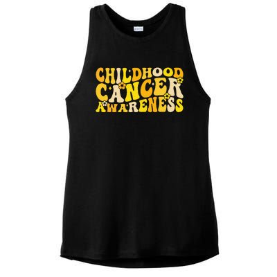 Childhood Cancer Awareness Rainbow Awareness Ribbon Ladies PosiCharge Tri-Blend Wicking Tank