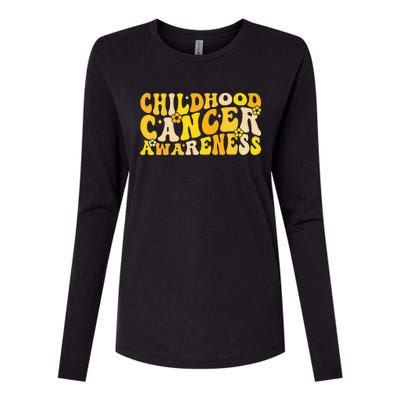 Childhood Cancer Awareness Rainbow Awareness Ribbon Womens Cotton Relaxed Long Sleeve T-Shirt