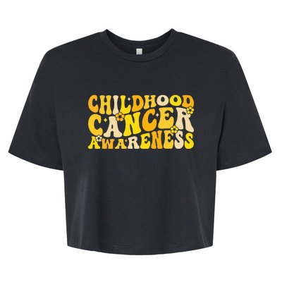 Childhood Cancer Awareness Rainbow Awareness Ribbon Bella+Canvas Jersey Crop Tee