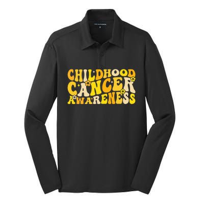 Childhood Cancer Awareness Rainbow Awareness Ribbon Silk Touch Performance Long Sleeve Polo