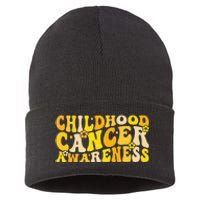 Childhood Cancer Awareness Rainbow Awareness Ribbon Sustainable Knit Beanie