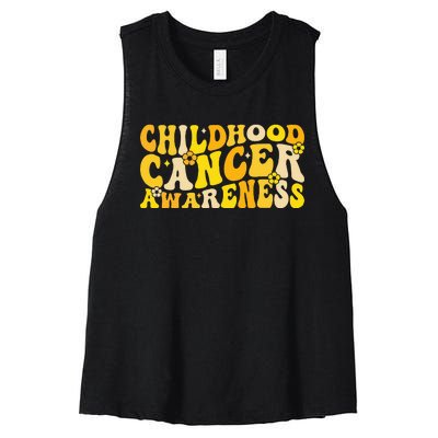 Childhood Cancer Awareness Rainbow Awareness Ribbon Women's Racerback Cropped Tank