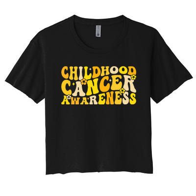 Childhood Cancer Awareness Rainbow Awareness Ribbon Women's Crop Top Tee