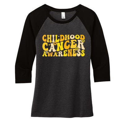 Childhood Cancer Awareness Rainbow Awareness Ribbon Women's Tri-Blend 3/4-Sleeve Raglan Shirt